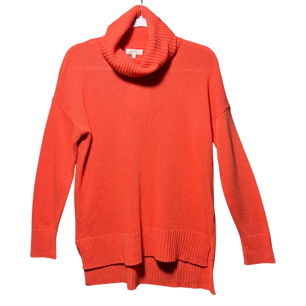Bartolini Italy Wool Cashmere Turtleneck Sweater‎ Coral Orange High Low S NWT